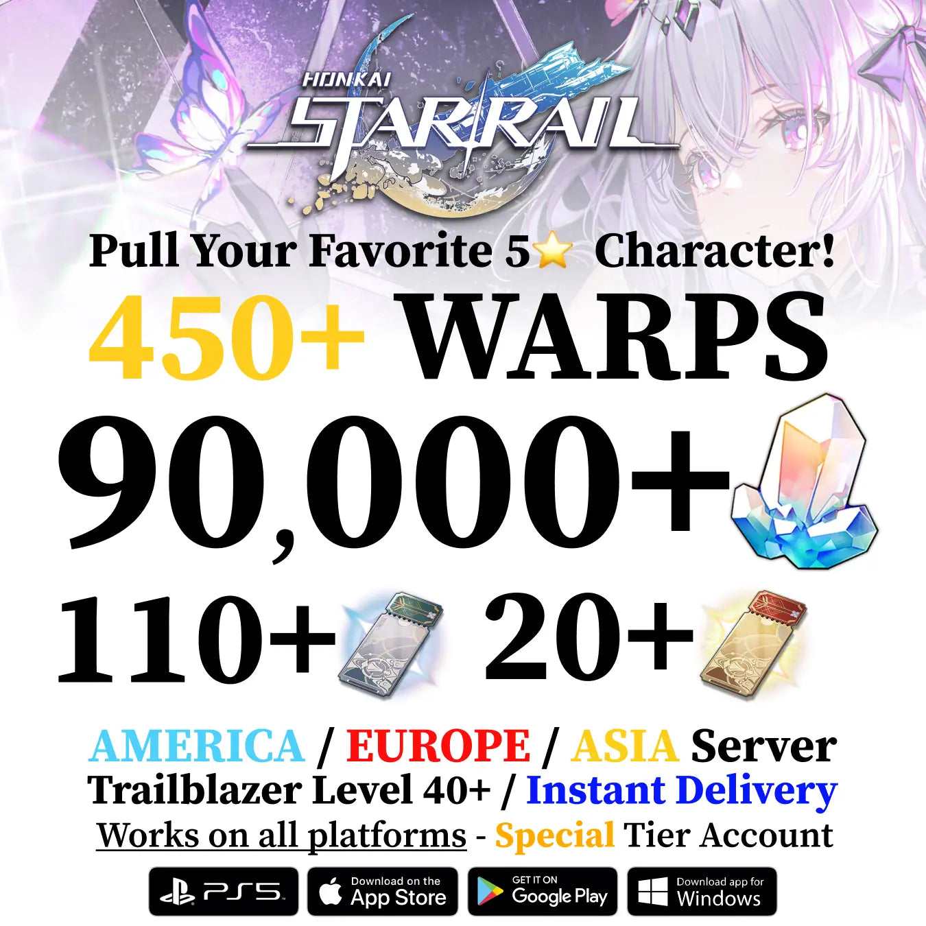 Honkai Star Rail Reroll Account with Stellar Jades - Special