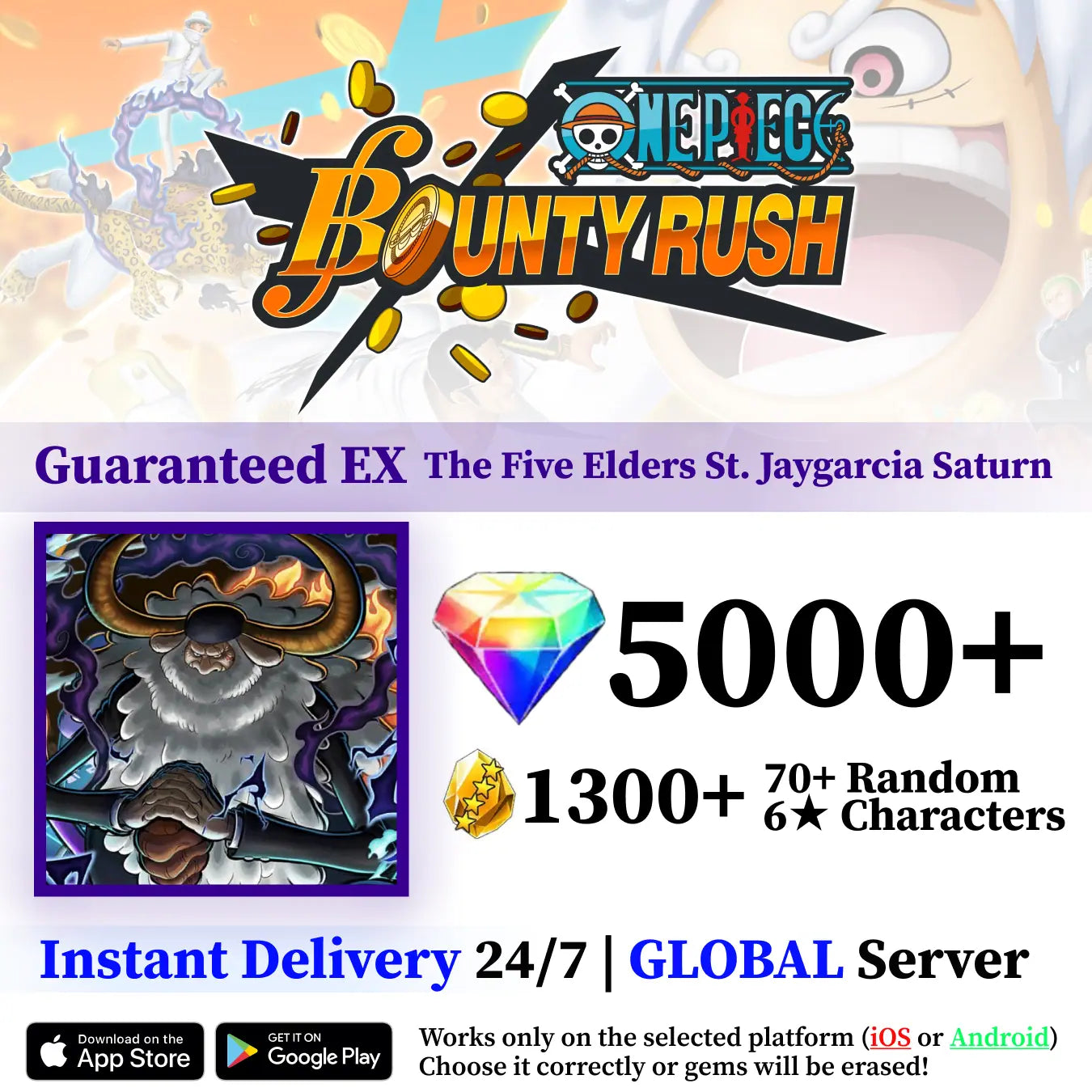 The Five Elders St. Jaygarcia Saturn OPBR Starter Reroll Account