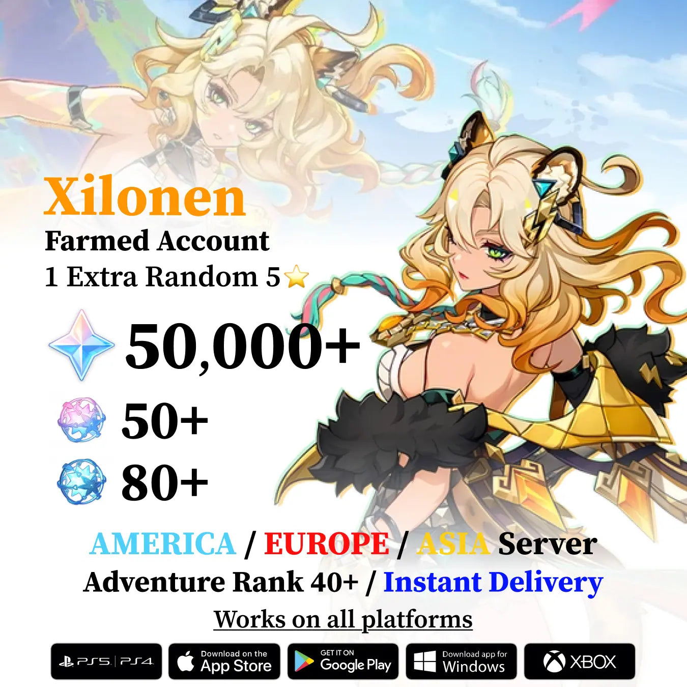 Xilonen Reroll Account with Primogems