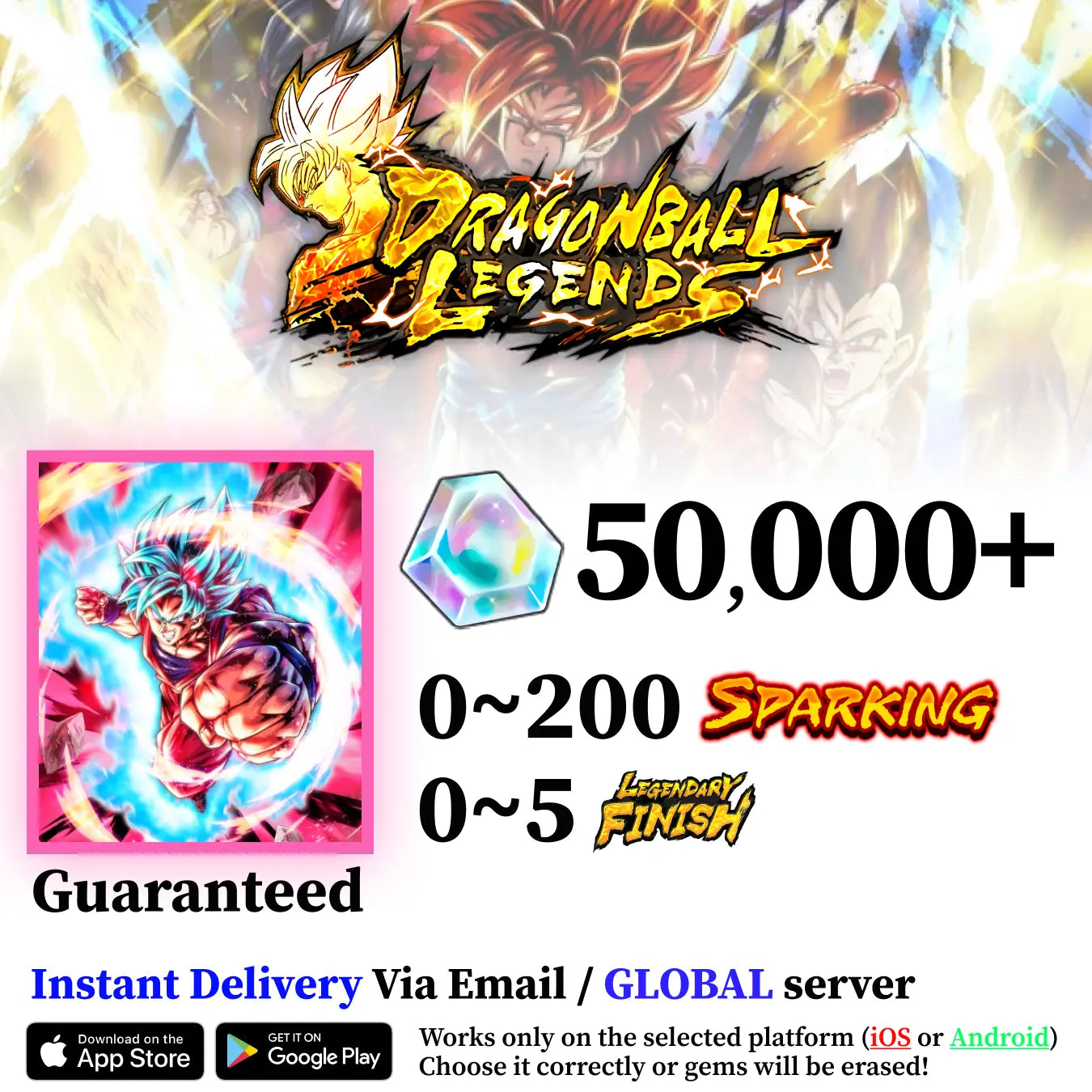 Dragon Ball Legends Super Saiyan God SS Kaioken Goku Starter Account [iOS/Android]