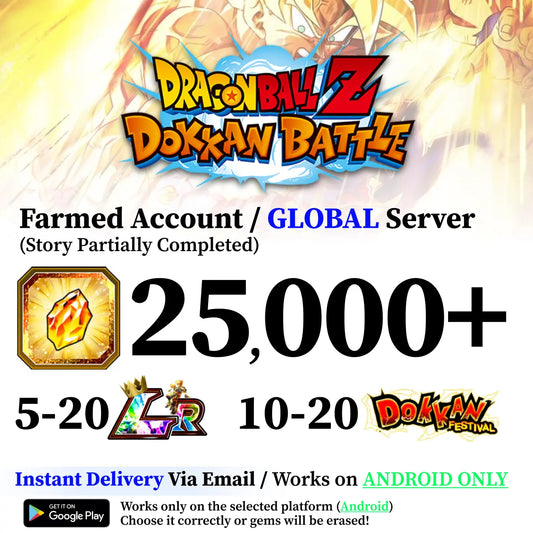 Dragon Ball Z Dokkan Battle Farmed Account with Dragon Stones [Android]
