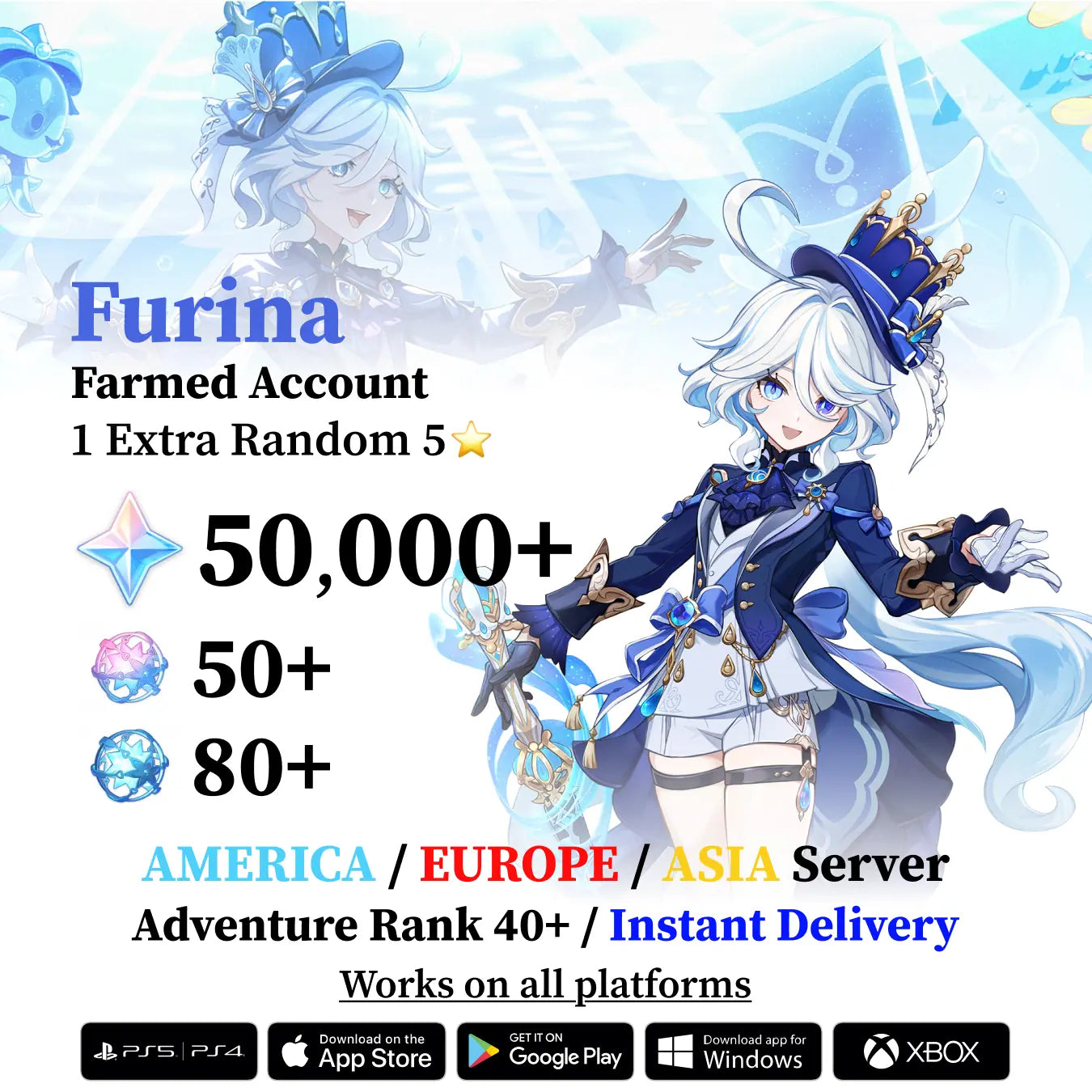 Furina Reroll Account with Primogems