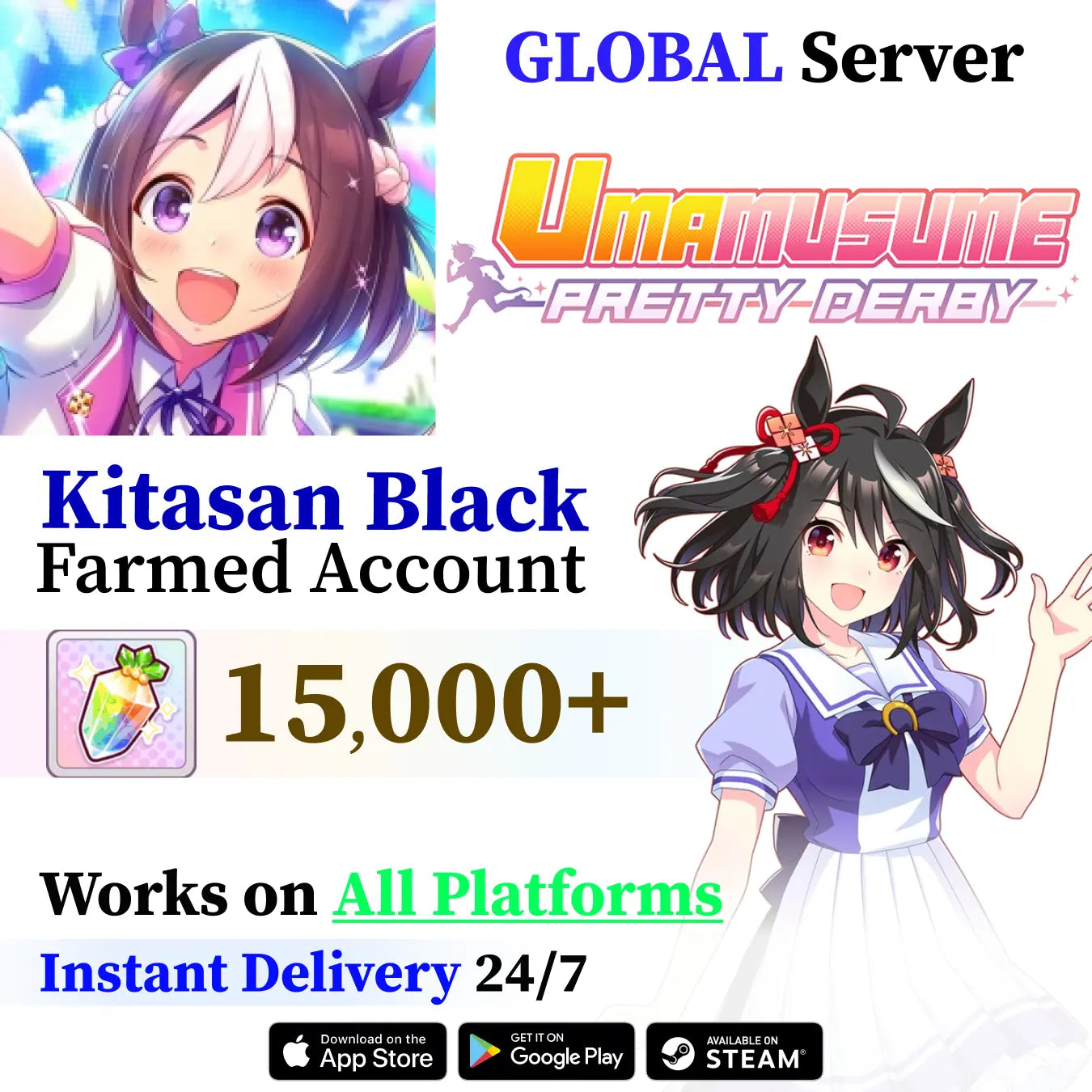 Kitasan Black with Carats Uma Musume Starter Account [Global]