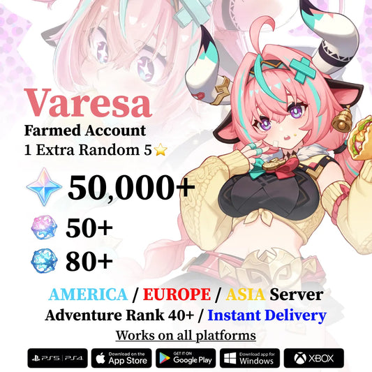 Varesa Reroll Account with Primogems
