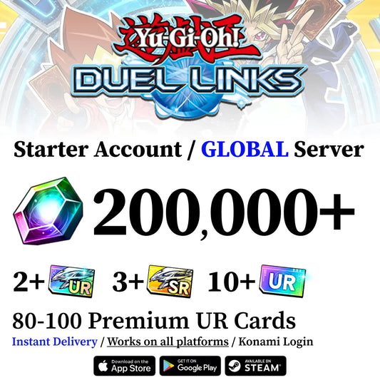 Yu-Gi-Oh! Duel Links Starter Account with 200,000+ Gems [Global]