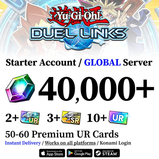 Yu-Gi-Oh! Duel Links Starter Account with 40000+ Gems [Global]
